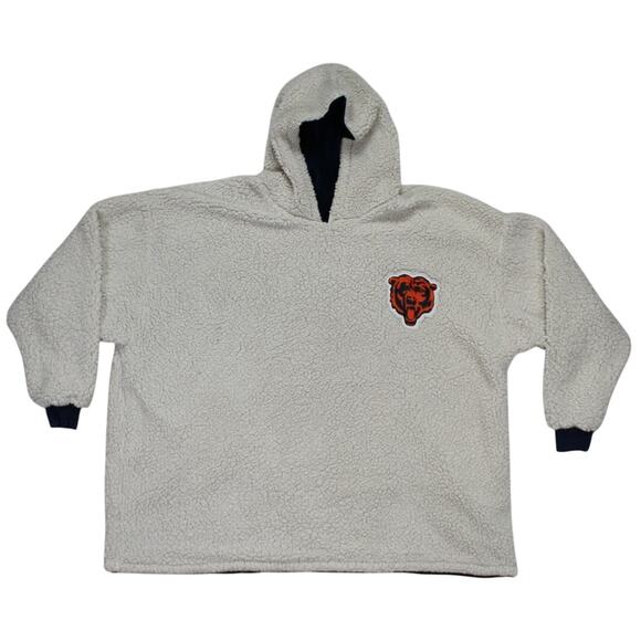 Chicago Bears Sherpa Hoodeez Wearable Blanket Hoodie OS Navy White NFL - Picture 6 of 12